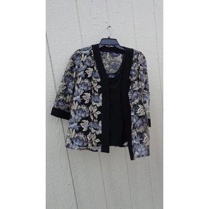 Alex Evenings Woman Wedding MOB Black Gold 2x Jacket Embroidered Tank Tw…